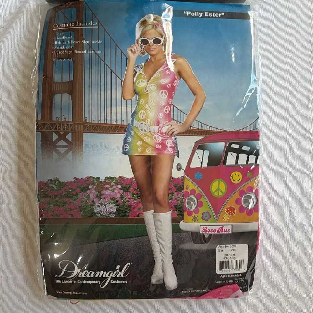 Dream girl Sexy Polly Ester Groovy 60’s Halloween Cosplay Costume Small